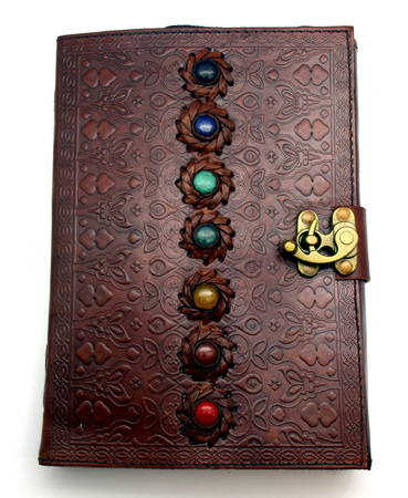 6 x 8 Chakra Stone Leather Embossed Journal